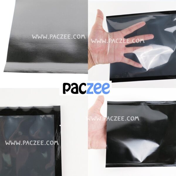 ถุงสูญญากาศ ถุงสูญญากาศลายนูน (สีดำ) ซองซีล3ด้าน(100 ใบ) -Paczee
