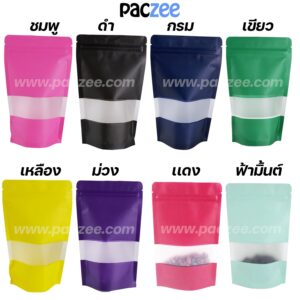 ถุงซิปล็อค ถุงกระดาษคราฟท์ มีหน้าต่าง ตั้งได้ (แพคละ 50ใบ)