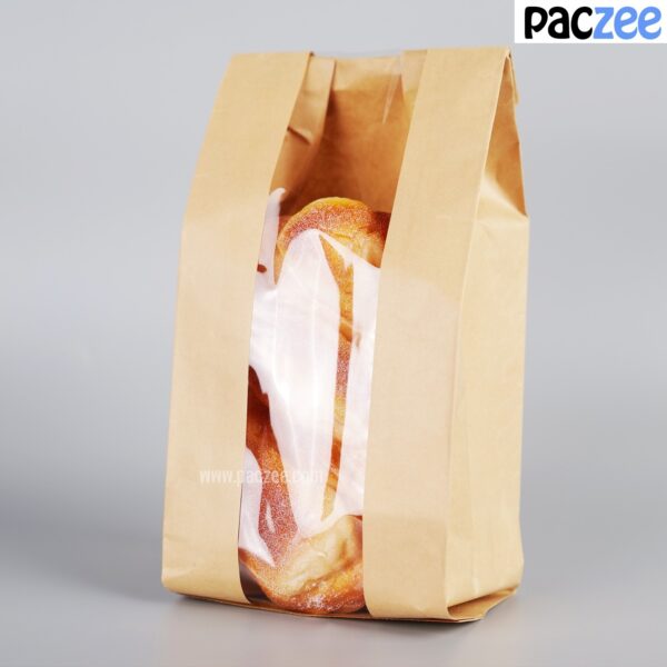 ถุงกระดาษคราฟท์ สีน้ำตาล มีหน้าต่าง ตั้งได้ ถุงใส่ขนม ใส่ขนมปัง อุปกรณ์เบเกอรี่